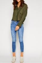  Button-up Top, Olive