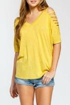  Slit-shoulder Oversized Tee