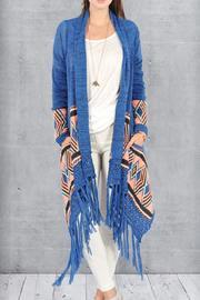  Printed Fringe Sweater