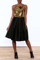  Gold Sequin Knee Dress