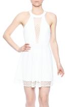  White Mesh Skater Dress