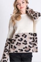  Leopard Accent Sweater