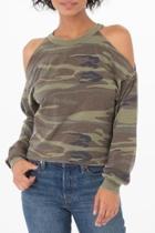  Camo Cold Shoulder Top