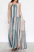  Striped Halter Maxi-dress