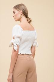  Smocked Top With Sleeve Tie