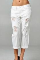  White Distressed Capris