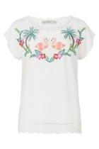  Embroidered Flamingo Top