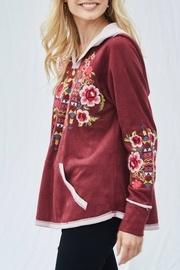  Embroidered Suede Hoodie