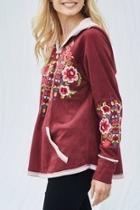  Embroidered Suede Hoodie