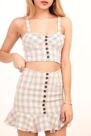  Button Plaid Crop-top