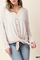  Textured Tie-front Shirt