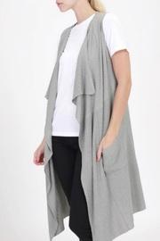  Slate-green Sleveless Cardigan