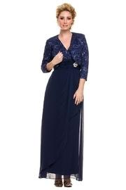  Navy Lace Long Dress