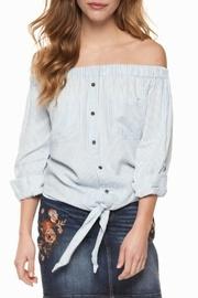  Off-shoulder Tie-front Blouse