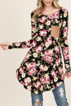  Long Sleeve Floral Tunic
