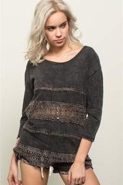  Charcoal Grey Crochet Sweatshirt