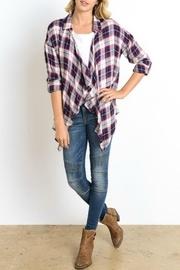  Plaid Drape Cardigan