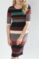  Multi-stripe Sweater Dress