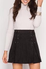  Pleated Vegan Suede Skirt