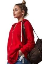  Red Rouched Hoodie