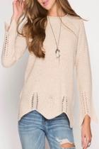  Scallop Trim Sweater