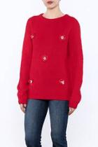  Red Applique Sweater