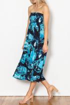  Aqua Print Side Slit Dress/maxi Skirt
