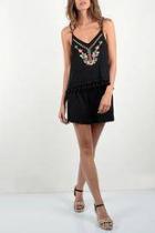  Embroidered Pompom Playsuit