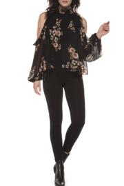  Pleated Cold Shoulder Top