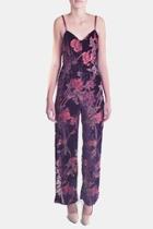  Crushed-velvet Floral Jumpsuit