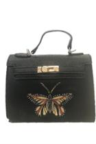  Black Alexis Crossbody With Hand Painted Butterfly