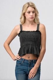  Black-ruffle Crop Top