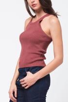  Ribbed Halter Neck Knit Tank