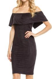 Faux Suede Off Shoulder Dress