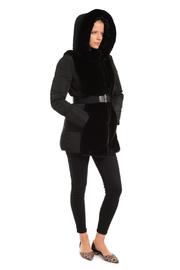  Faux Fur Trim Memory Down Coat W Belt & Hood