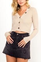  Button Cropped Sweater