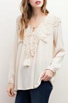  Cream Tie-neck Top