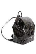  Black Leather Crocodile Backpack