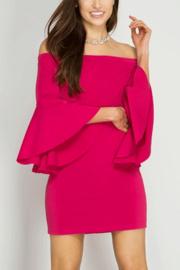 Bell Sleeve Arm Dress Fuscia