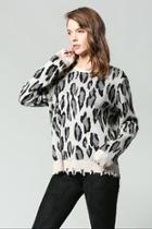  Distressed Animal-print Sweater