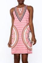  Pink Print Sleeveless Dress