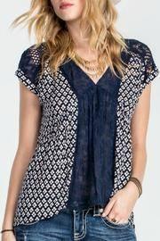  Navy Floral Lace Blouse