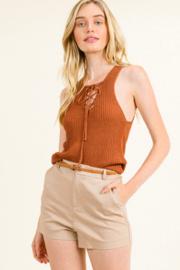  Knit Lace-up Tank