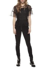  Embroidered Sheer Top