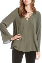  Lace-up Belle-sleeve Top
