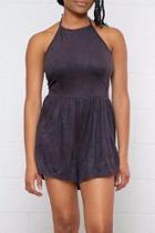  Suede Halter Romper