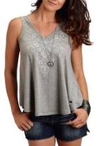  Embroidered Grey Tank