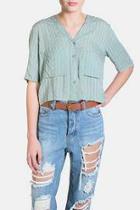  Cropped Two Pocket Blouse