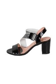  Black-white Elastic-striped High-heel