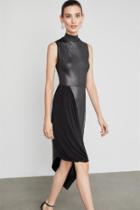  Liquid Turtleneck Asymmetric Dress